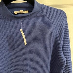 Madewell Waffleknit Blue Mockneck Sweater NWT
